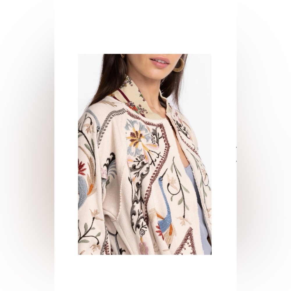 Johnny Was women’s GAIA JACKET Embroidered Floral Knit size XS artsy, whimsical - Picture 3 of 10